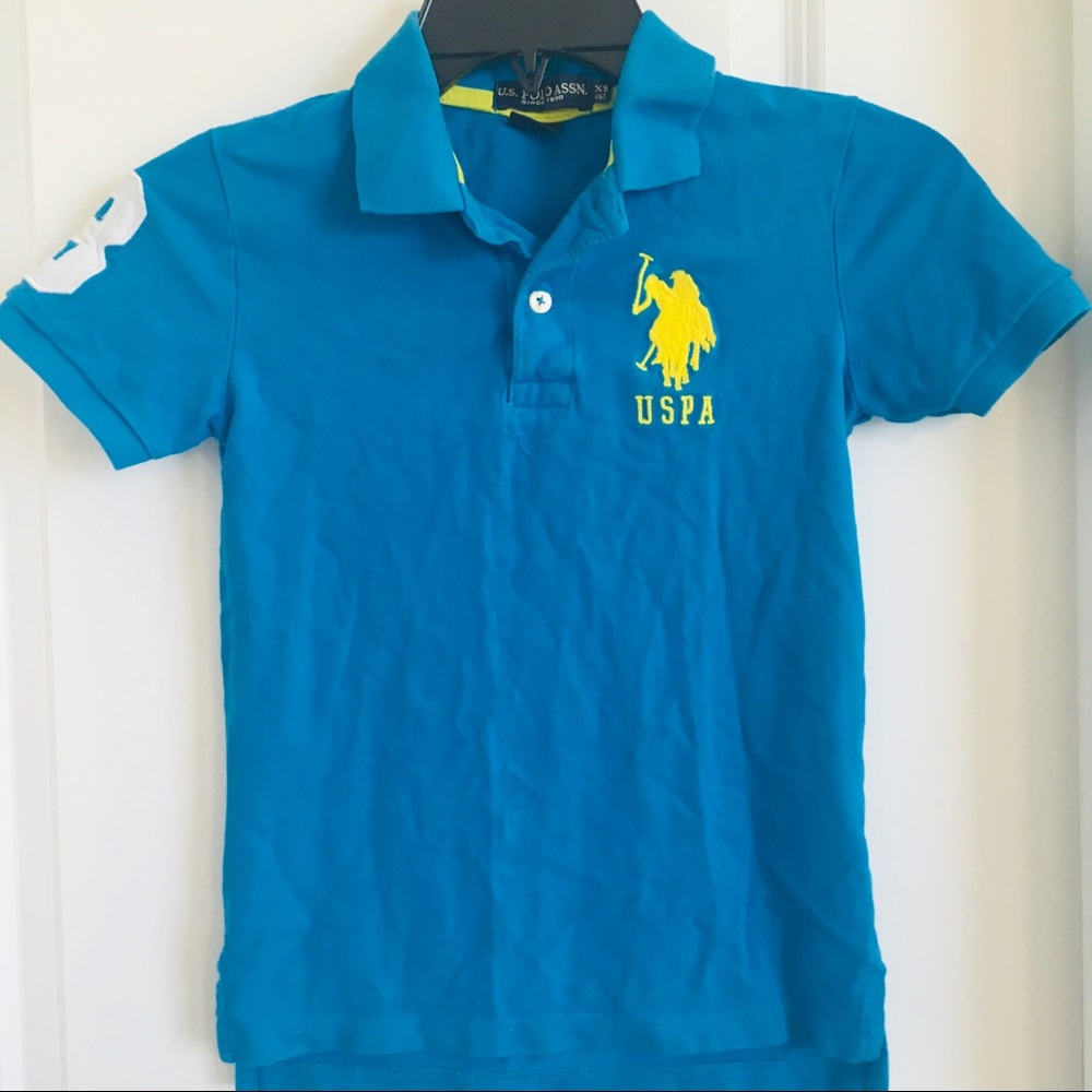 U. S. POLO ASSN. boy’s blue polo tee size XS (6)